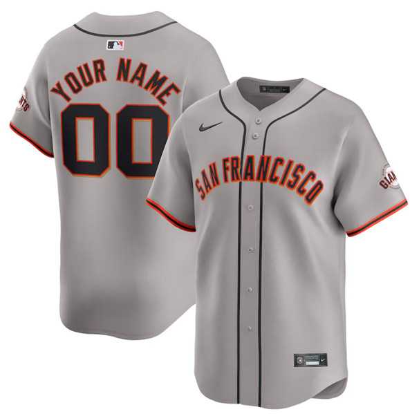 Men%27s San Francisco Giants Active Player Custom Gray Away Limited Baseball Stitched Jersey->customized mlb jersey->Custom Jersey